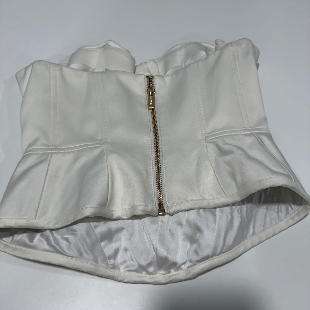 House of CB Simone Ivory Satin Boned Corset Top Strapless SB4654 Size S - Picture 3 of 10